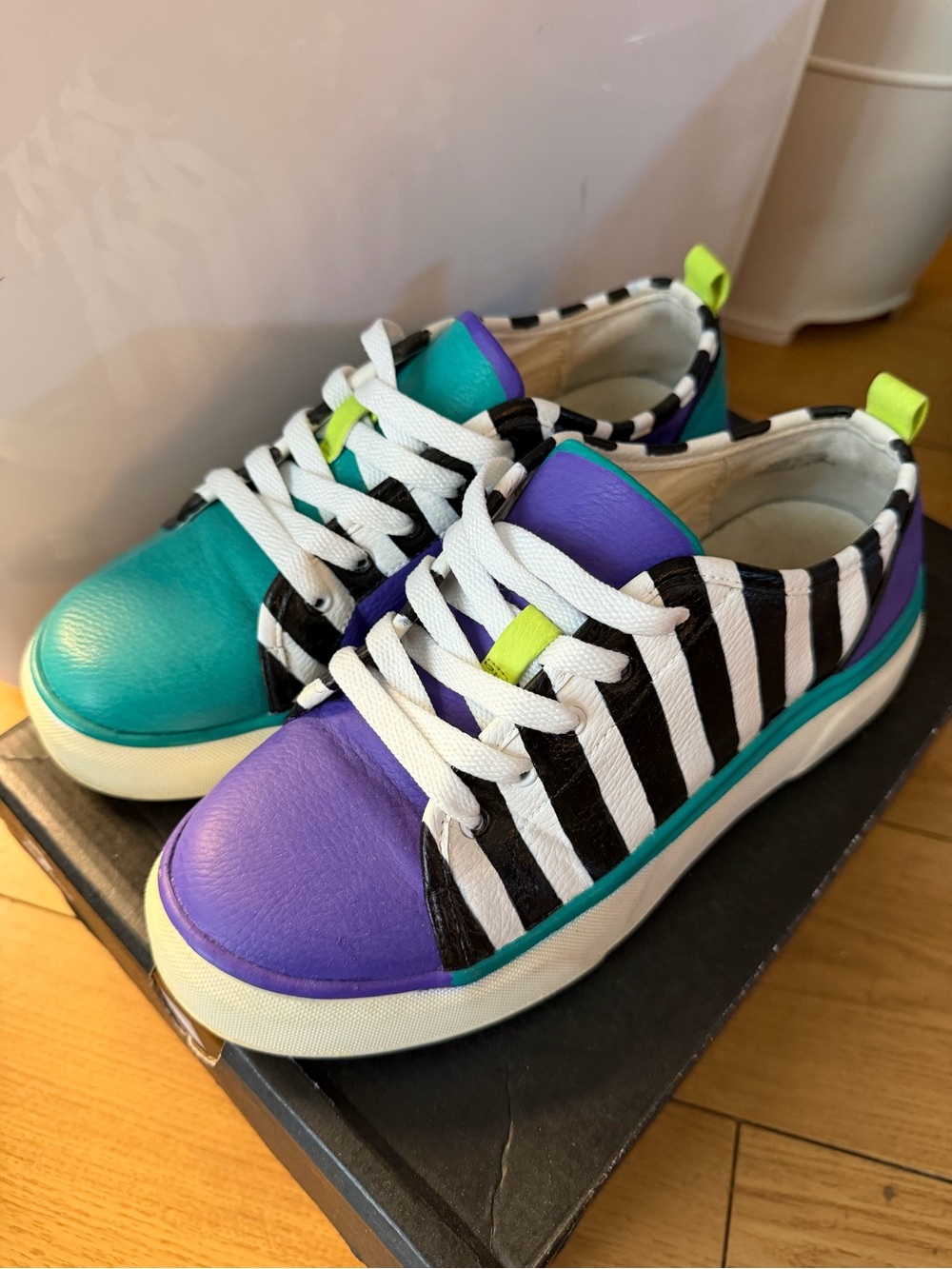 💜Custom Hand-Painted "Beetlejuice" Inspired Sneakers💚